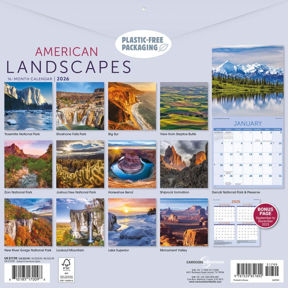 American Landscape 2026 Wall Calendar First Alternate Image