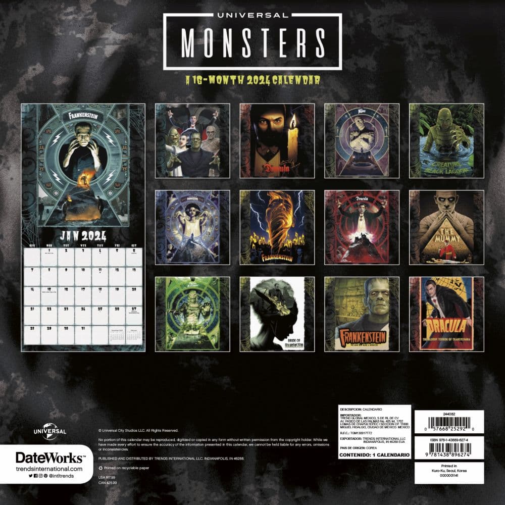 Universal Monsters 2024 Wall Calendar