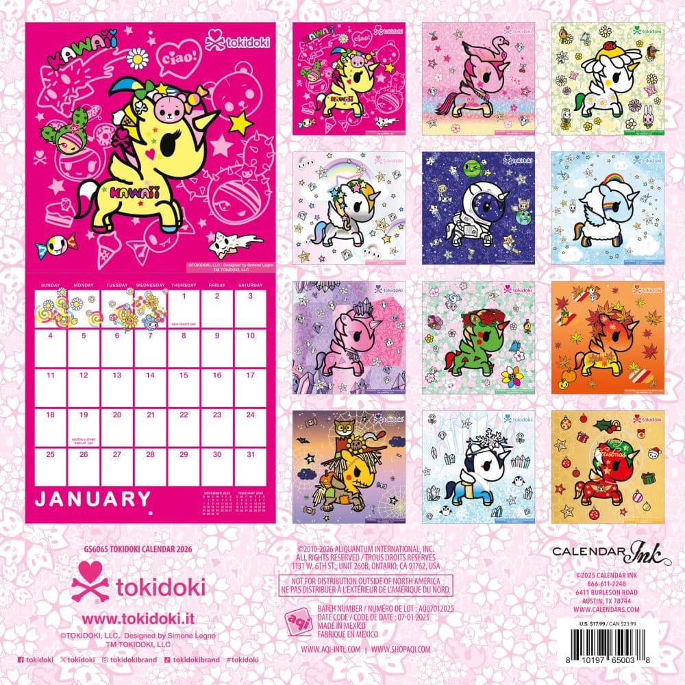 Tokidoki 2026 Wall Calendar First Alternate Image