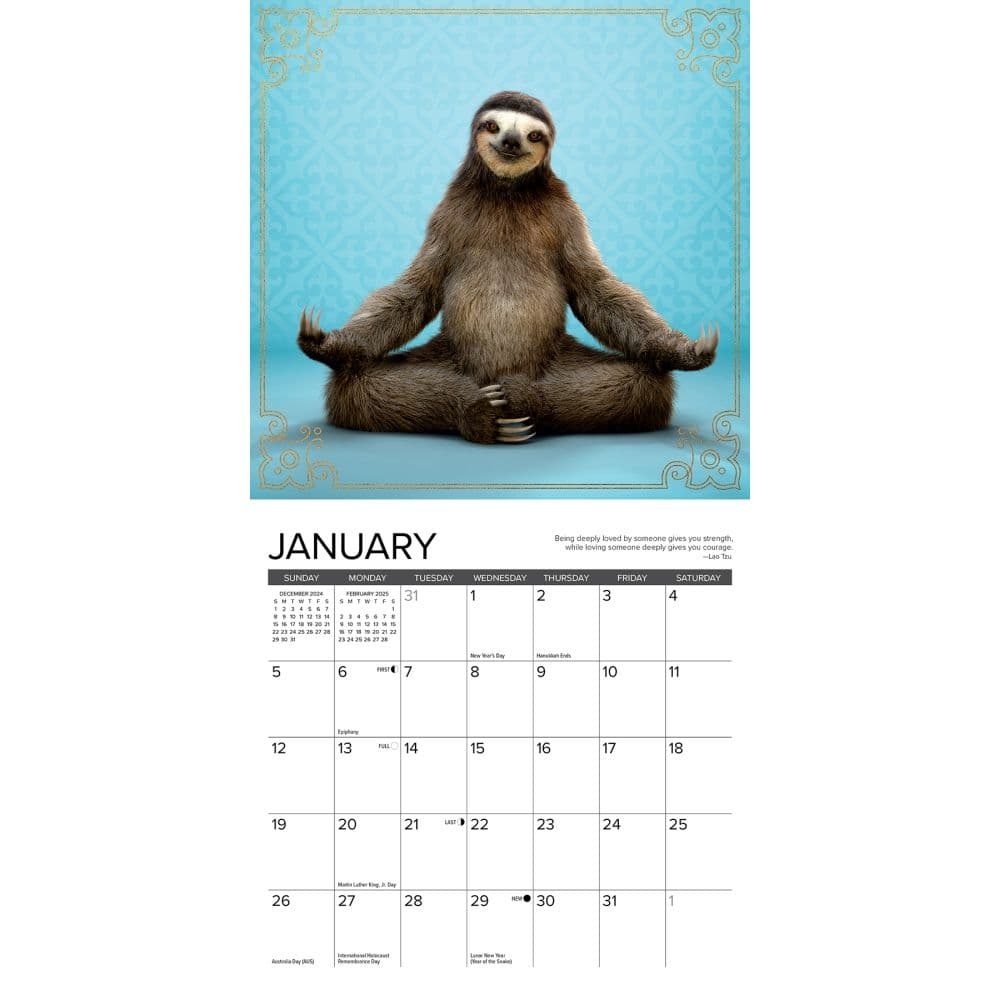 Sloth Yoga 2025 Mini Wall Calendar Second  Alternate Image width=&quot;1000&quot; height=&quot;1000&quot;