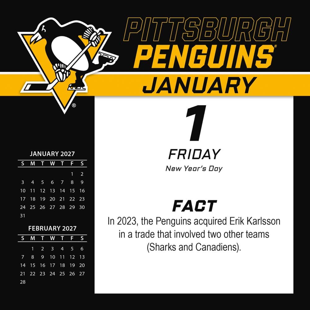 NHL Pittsburgh Penguins 2027 Desk Calendar First Alternate Image