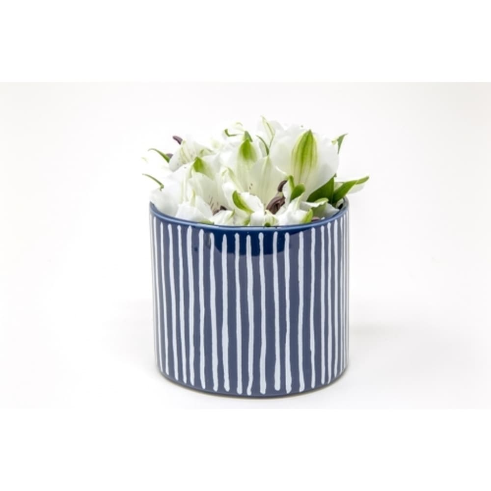 Indigo Stripe Ceramic Planter Main Image