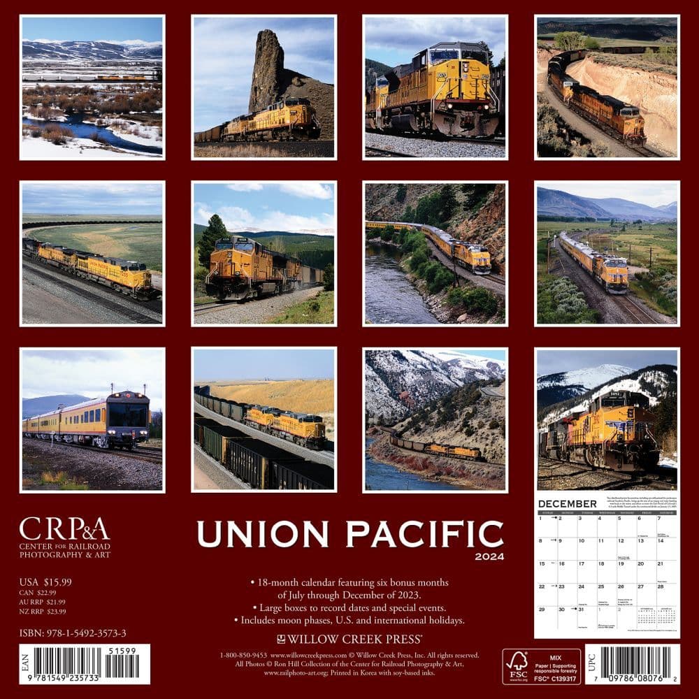 Union Pacific Railroad 2024 Wall Calendar - Calendars.com