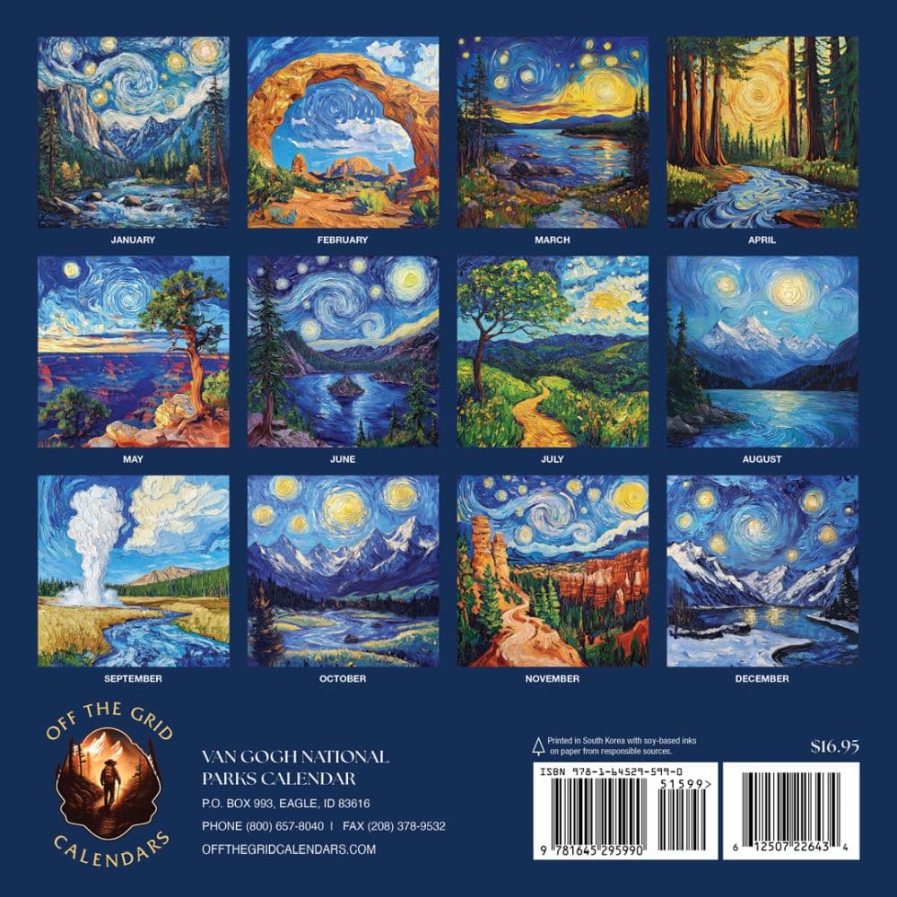Van Gogh National Parks 2026 Wall Calendar First Alternate Image