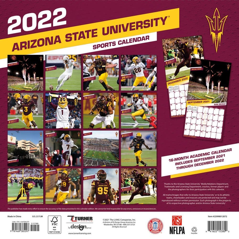 University Of Arizona 2023 Calendar Arizona State Sun Devils 2022 Wall Calendar - Calendars.com