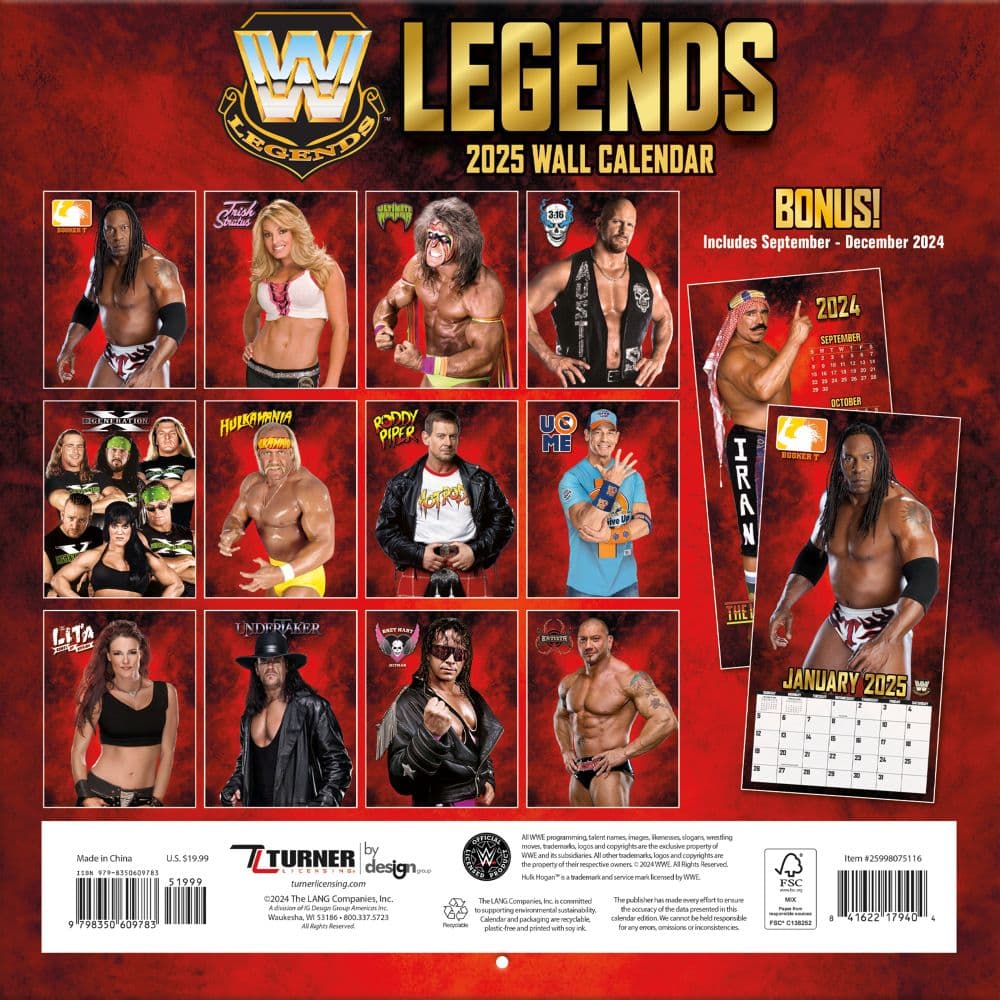 WWE Legends 2025 Wall Calendar First Alternate Image