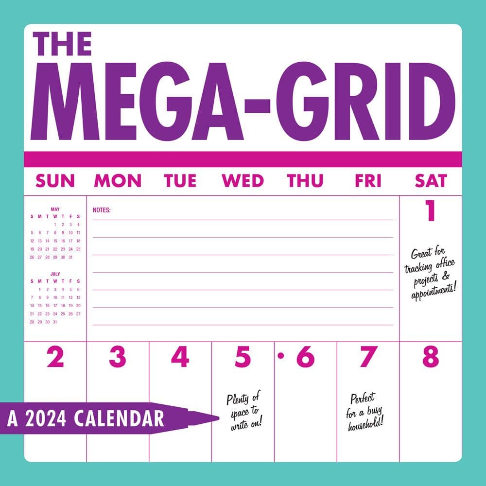 Mega Grid 2024 Wall Calendar Main Image