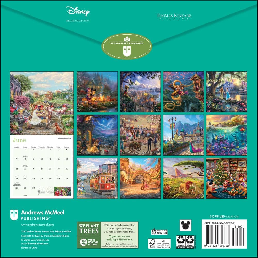 Thomas Kinkade Disney Collection 2026 Wall Calendar First Alternate Image