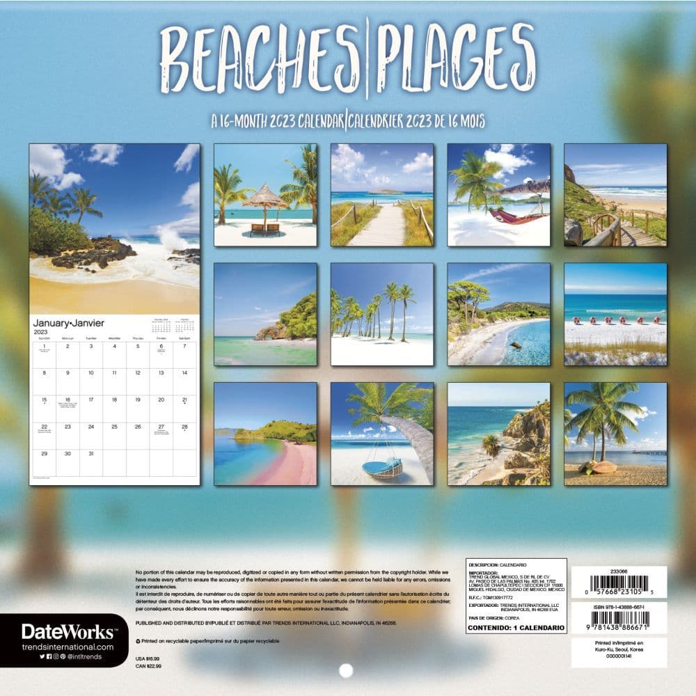 Ku Fall 2023 Calendar Beaches Bilingual 2023 Wall Calendar - Calendars.com
