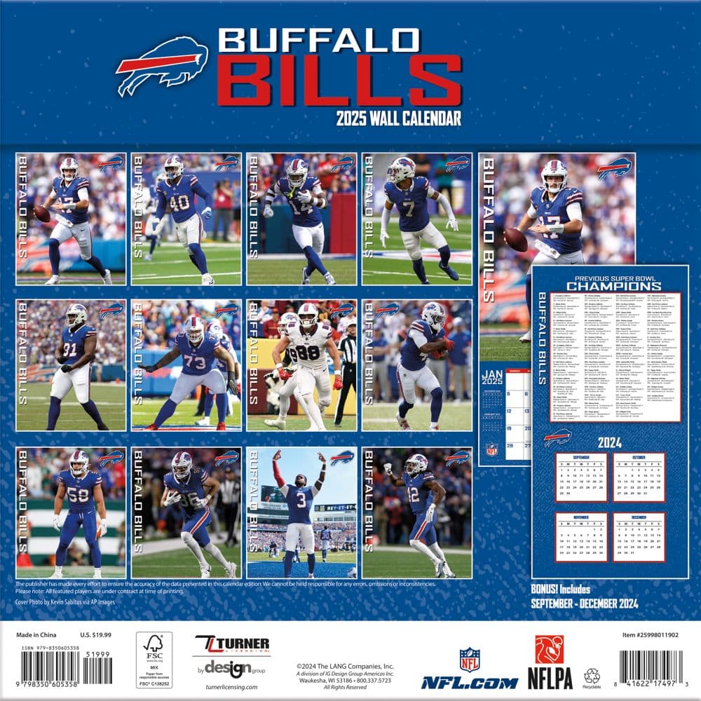 NFL Buffalo Bills 2025 Wall Calendar First Alternate Image width="1000" height="1000"