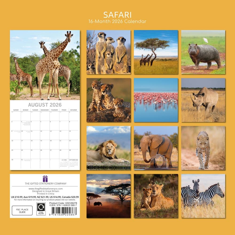 Safari 2026 Wall Calendar First Alternate Image