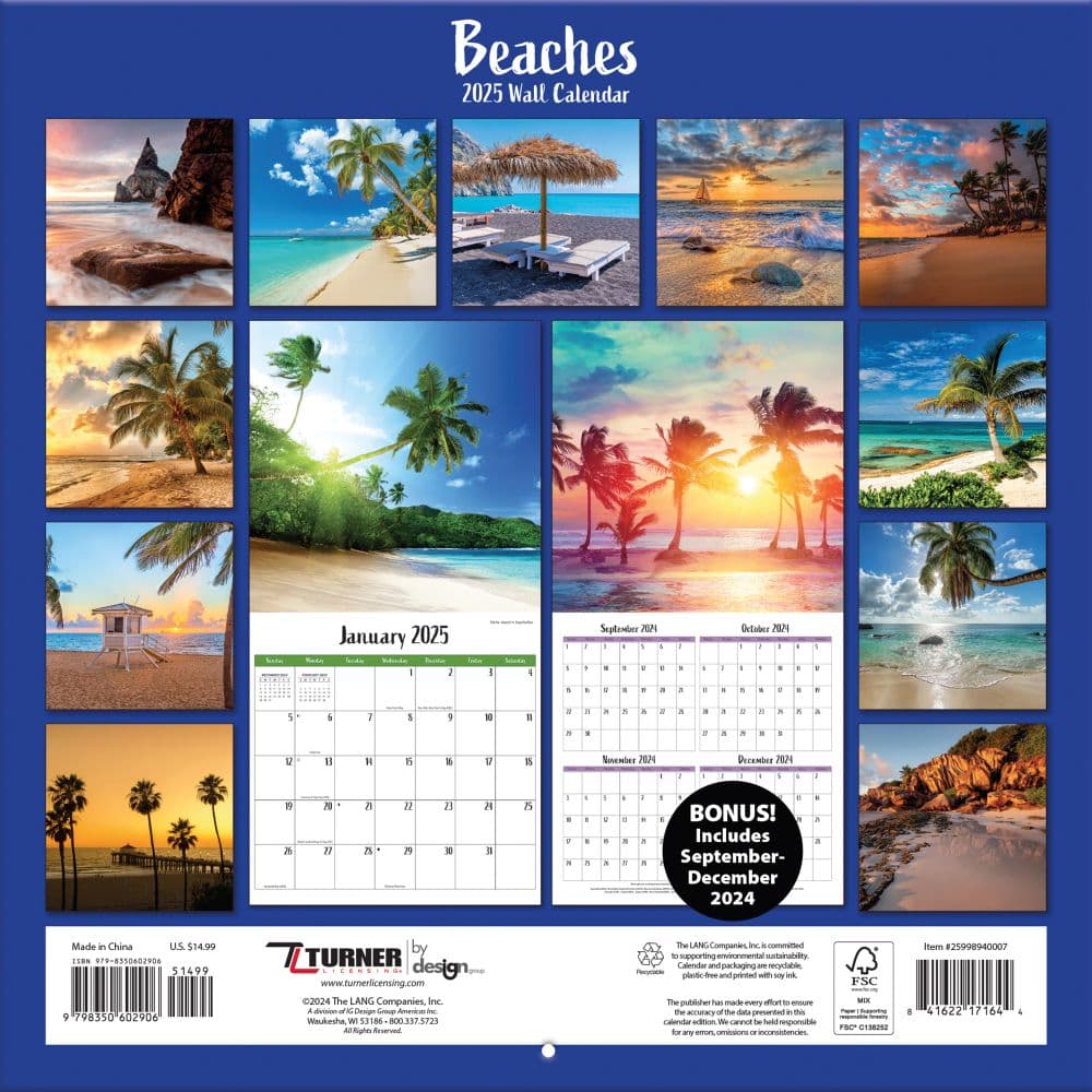 Beaches 2025 Wall Calendar First Alternate Image width="1000" height="1000"