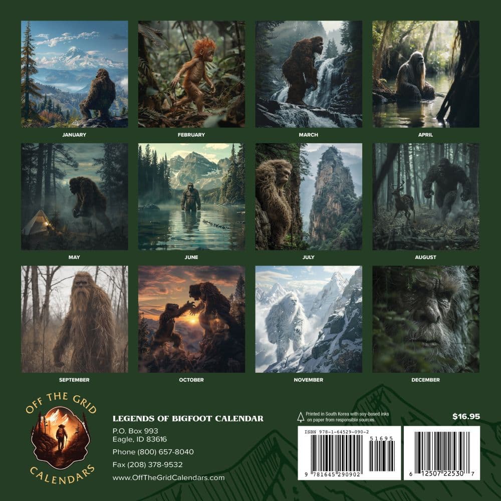 Legends of Bigfoot 2025 Wall Calendar Alt1