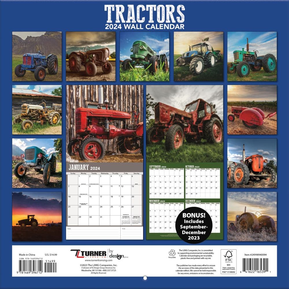 Tractors Photo 2024 Wall Calendar