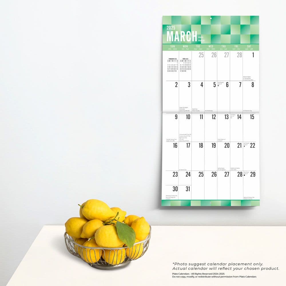 Jumbo Grid Large Print Plato 2025 Wall Calendar