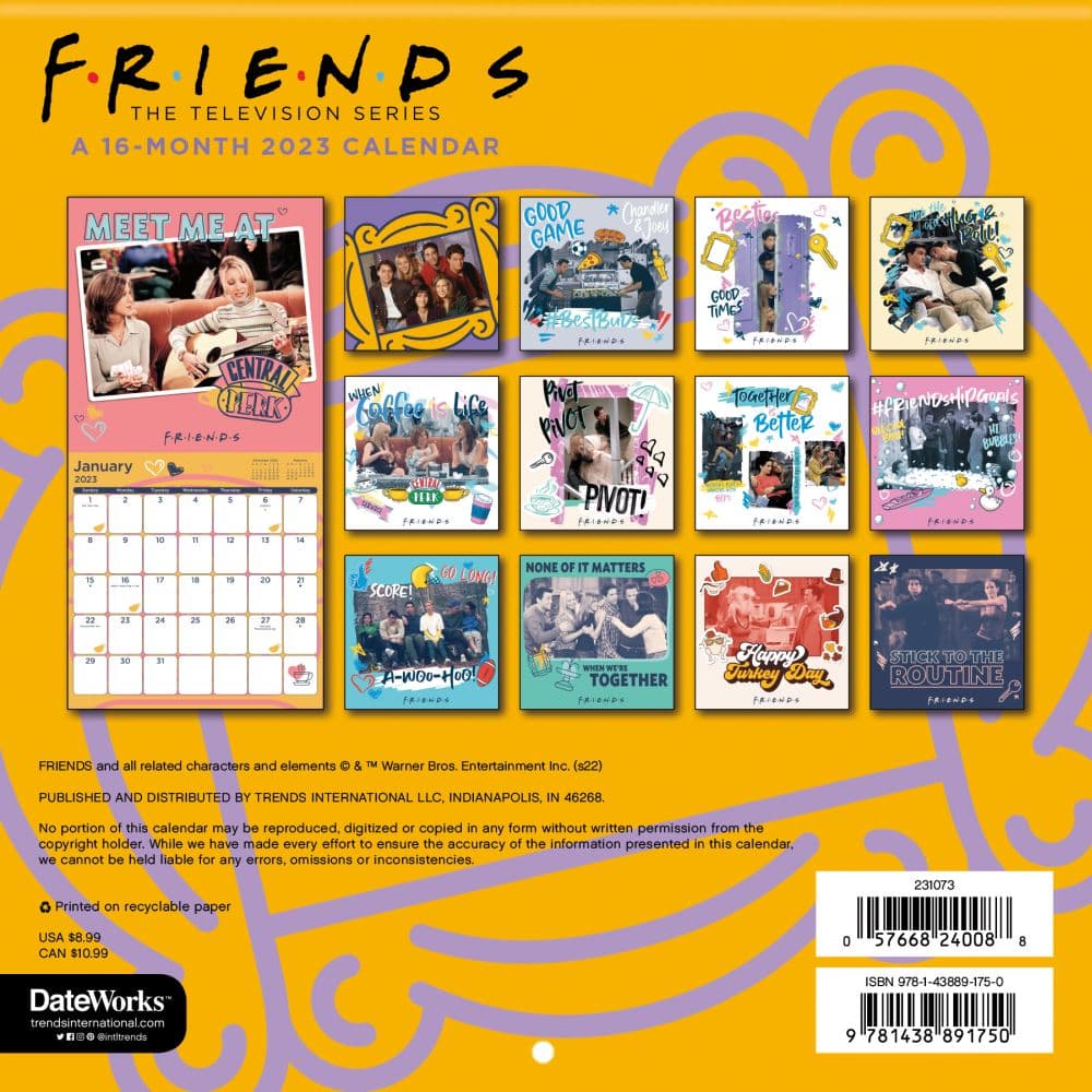 Friends 2023 Mini Wall Calendar - Calendars.com