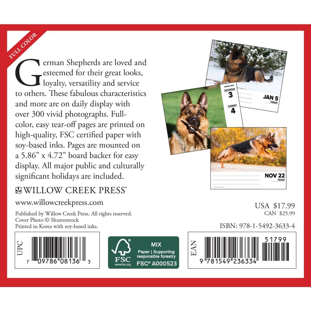 Just German Shepherds 2024 Desk Calendar