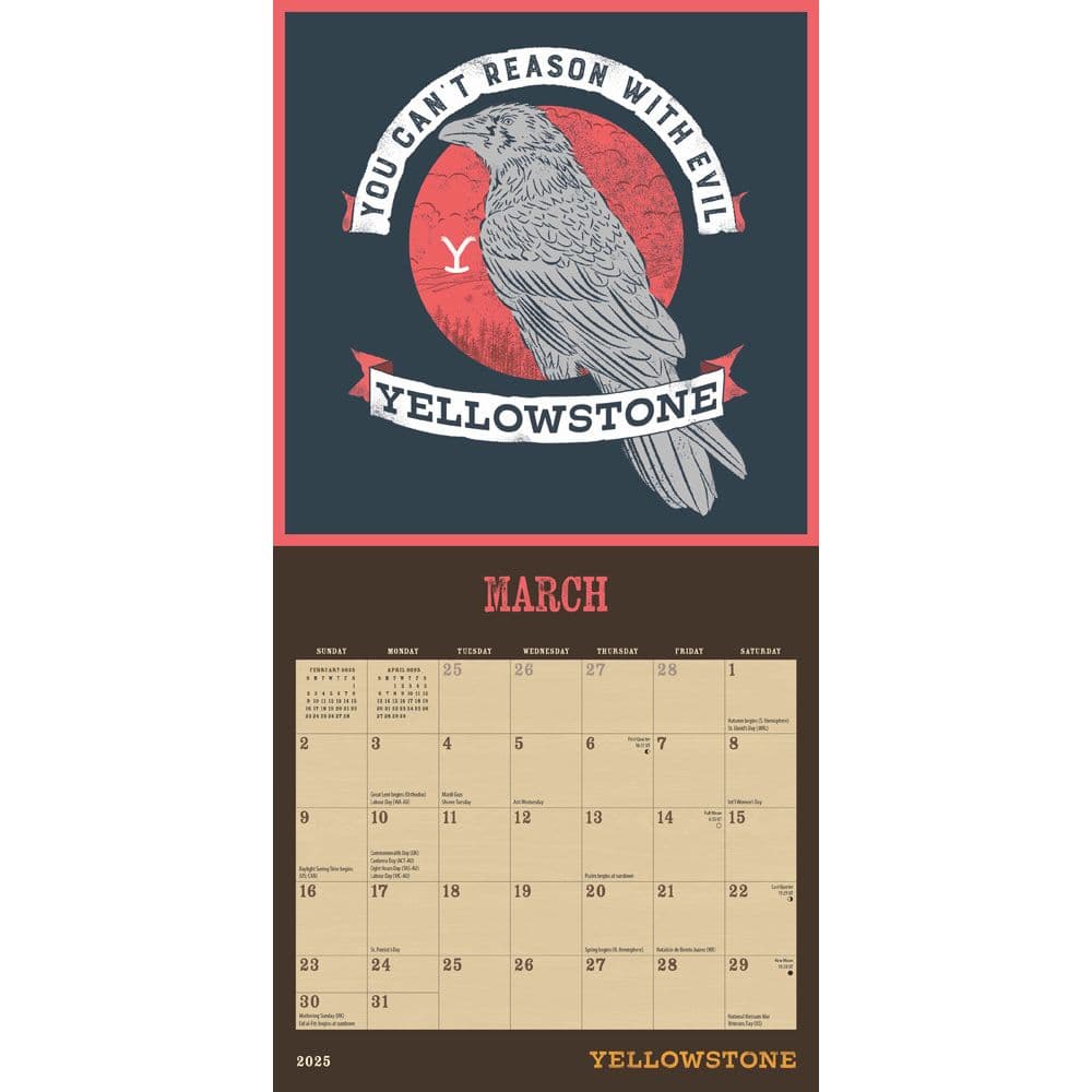 Yellowstone TV 2025 Mini Wall Calendar Alt2