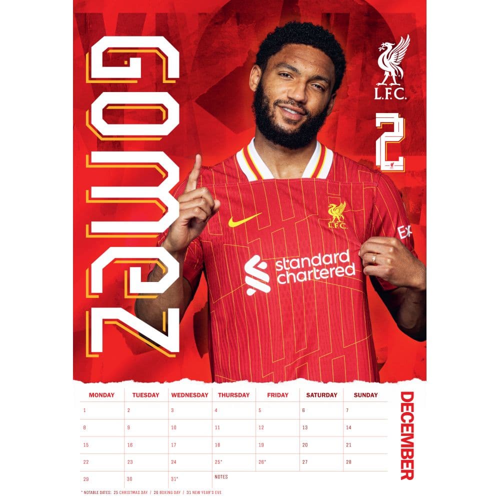 Liverpool FC Poster 2025 Wall Calendar Third Alternate Image