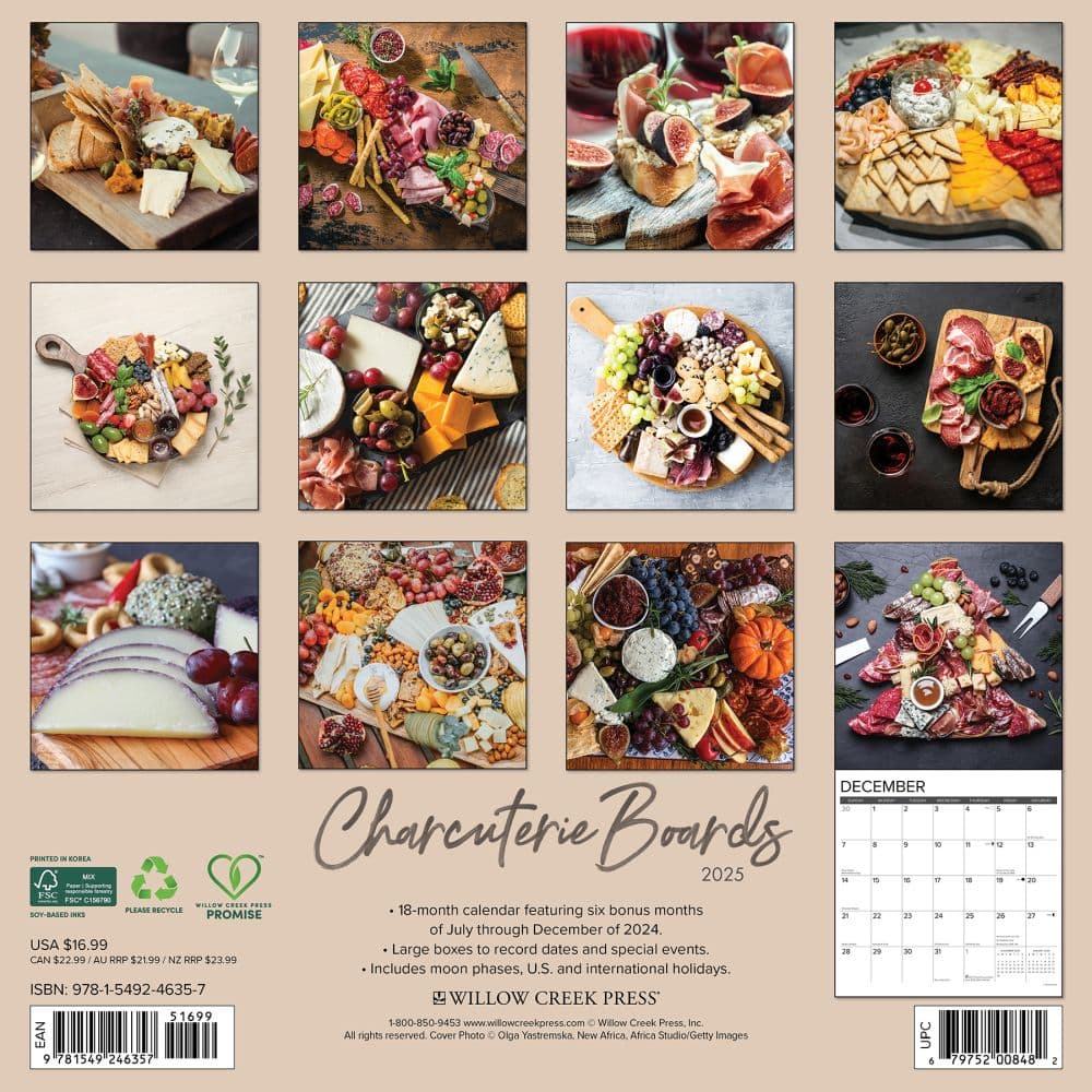 Charcuterie Boards 2025 Wall Calendar Alt1