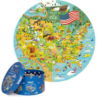 image Map of USA 150 Piece Round Puzzle Main Product Image