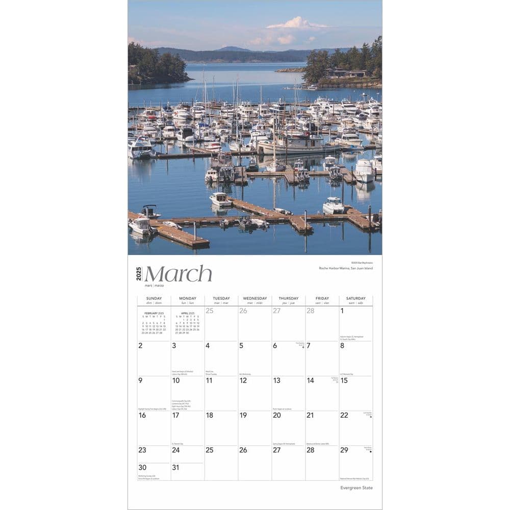 Evergreen State Washington Places 2025 Wall Calendar Second Alternate Image