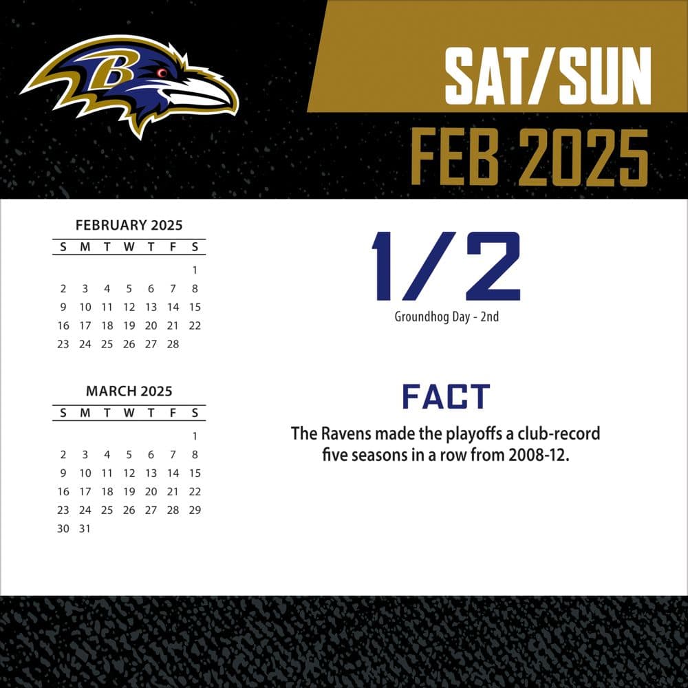 NFL Baltimore Ravens 2025 Desk Calendar Second Alternate Image