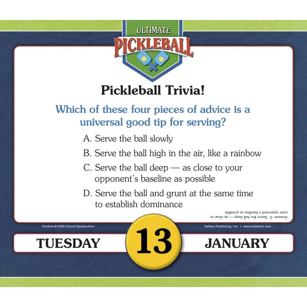 Ultimate Pickleball 2026 Desk Calendar Second Alternate Image