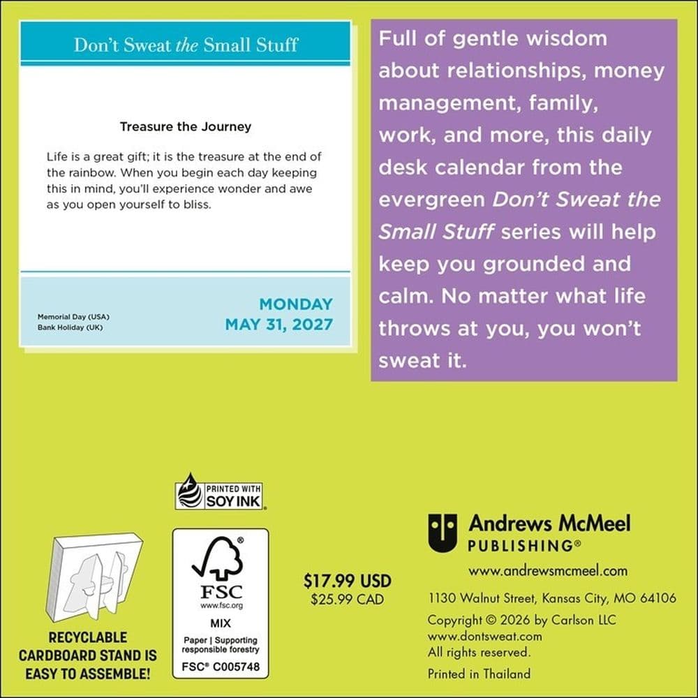 Dont Sweat the Small Stuff 2027 Desk Calendar First Alternate Image