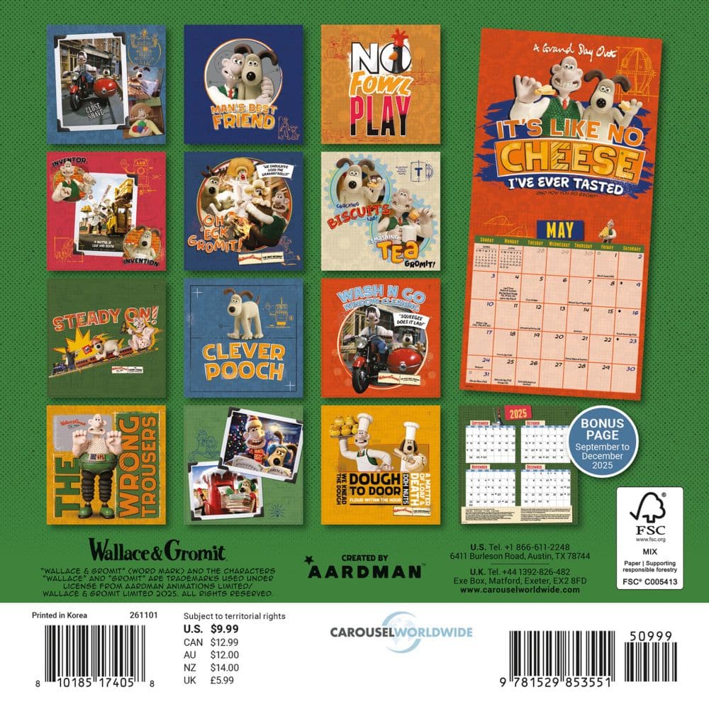 Wallace and Gromit 2026 Mini Wall Calendar First Alternate Image