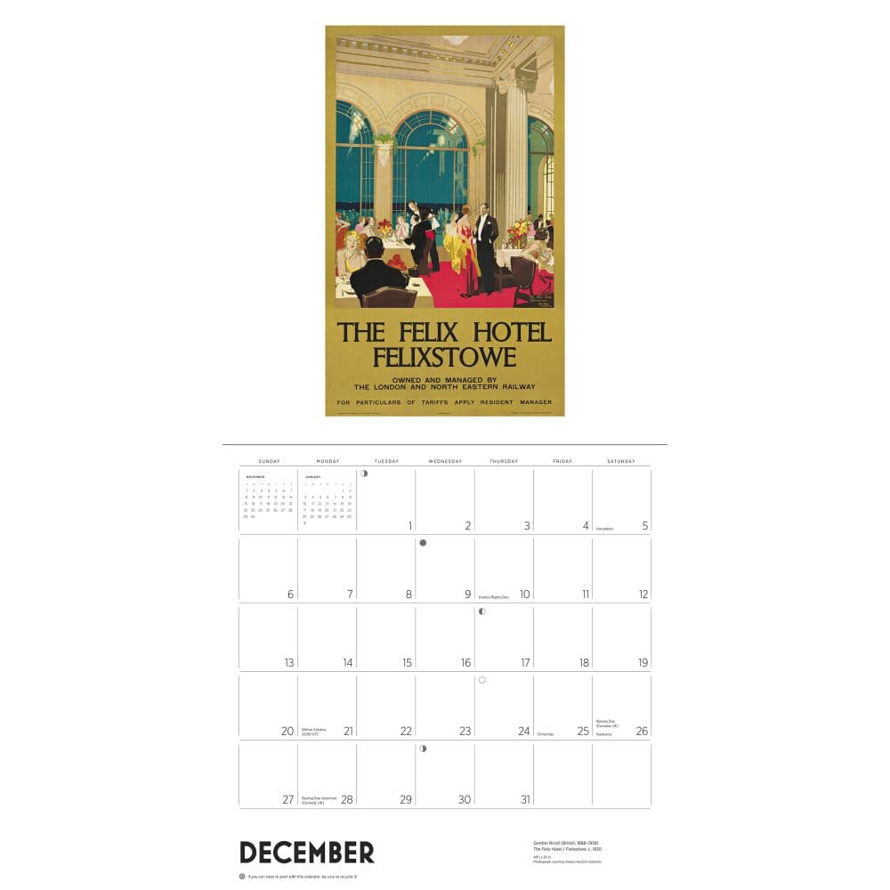 England by Rail Vintage Travel Posters 2026 Wall Calendar Fifth Alternate Image