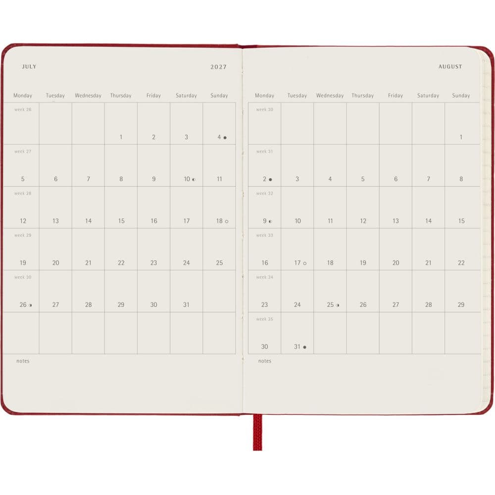 Moleskine Scarlet Red Pocket Hard Cover 2027 Daily Planner Third Alternate Image