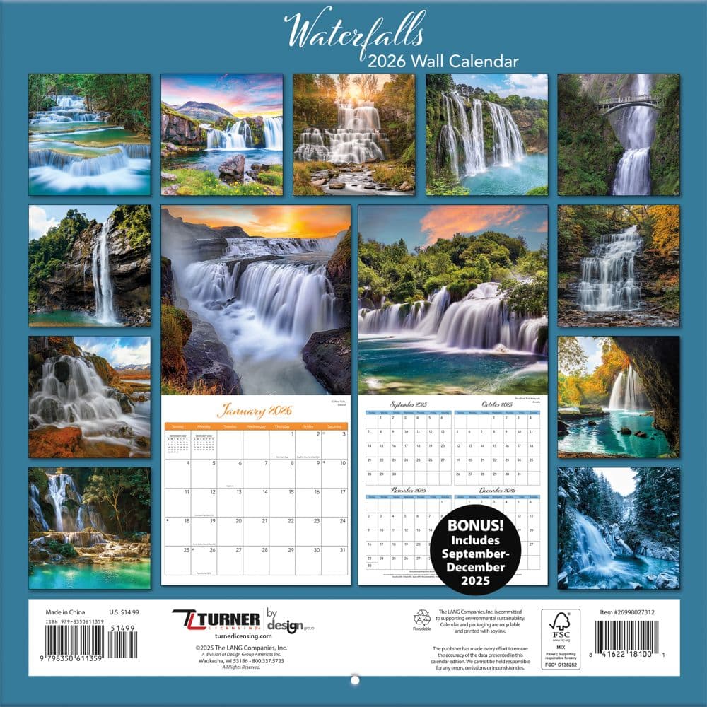 Waterfalls 2026 Wall Calendar_ALT1