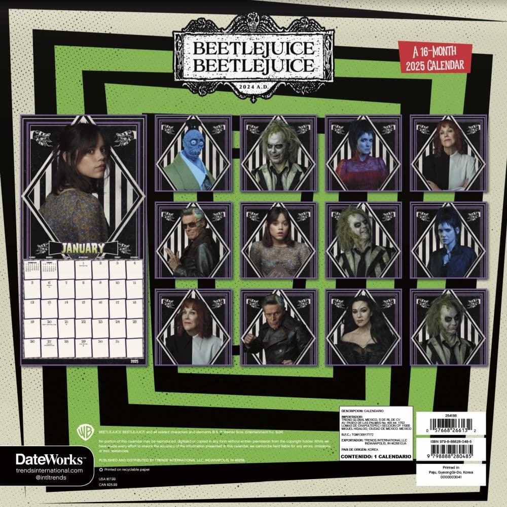 Beetlejuice 2 2025 Wall Calendar Alt3