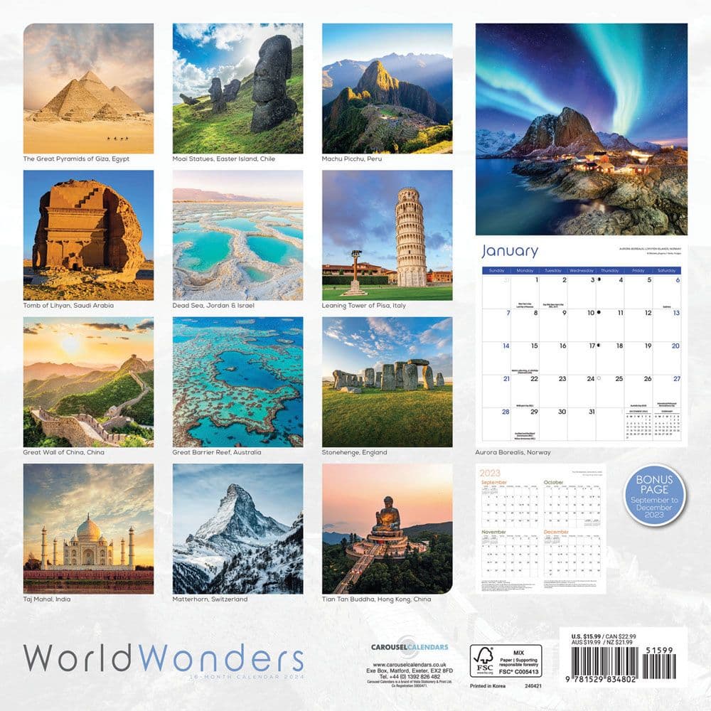 World Wonders 2024 Wall Calendar