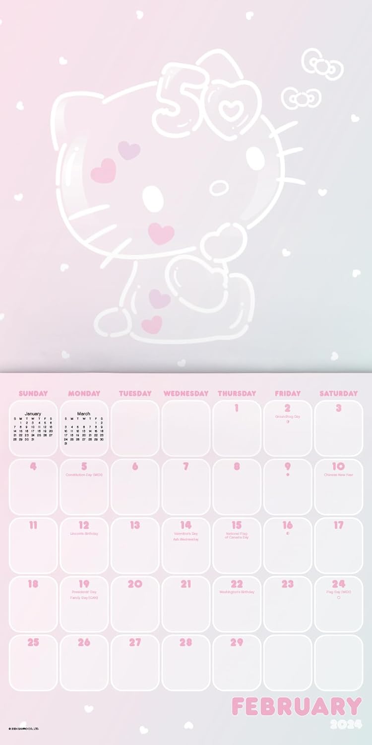 Hello Kitty 50 Year Collectors Edition 2024 Wall Calendar interior 2