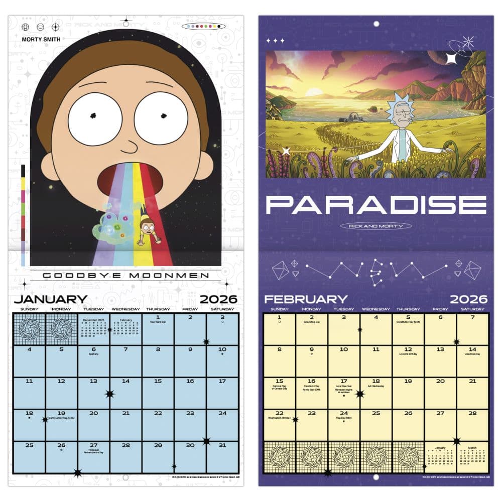 Rick and Morty 2026 Mini Wall Calendar Fifth Alternate Image