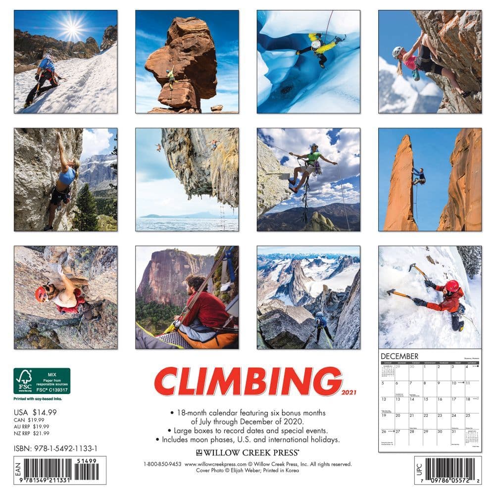 Rock Climbing Wall Calendar