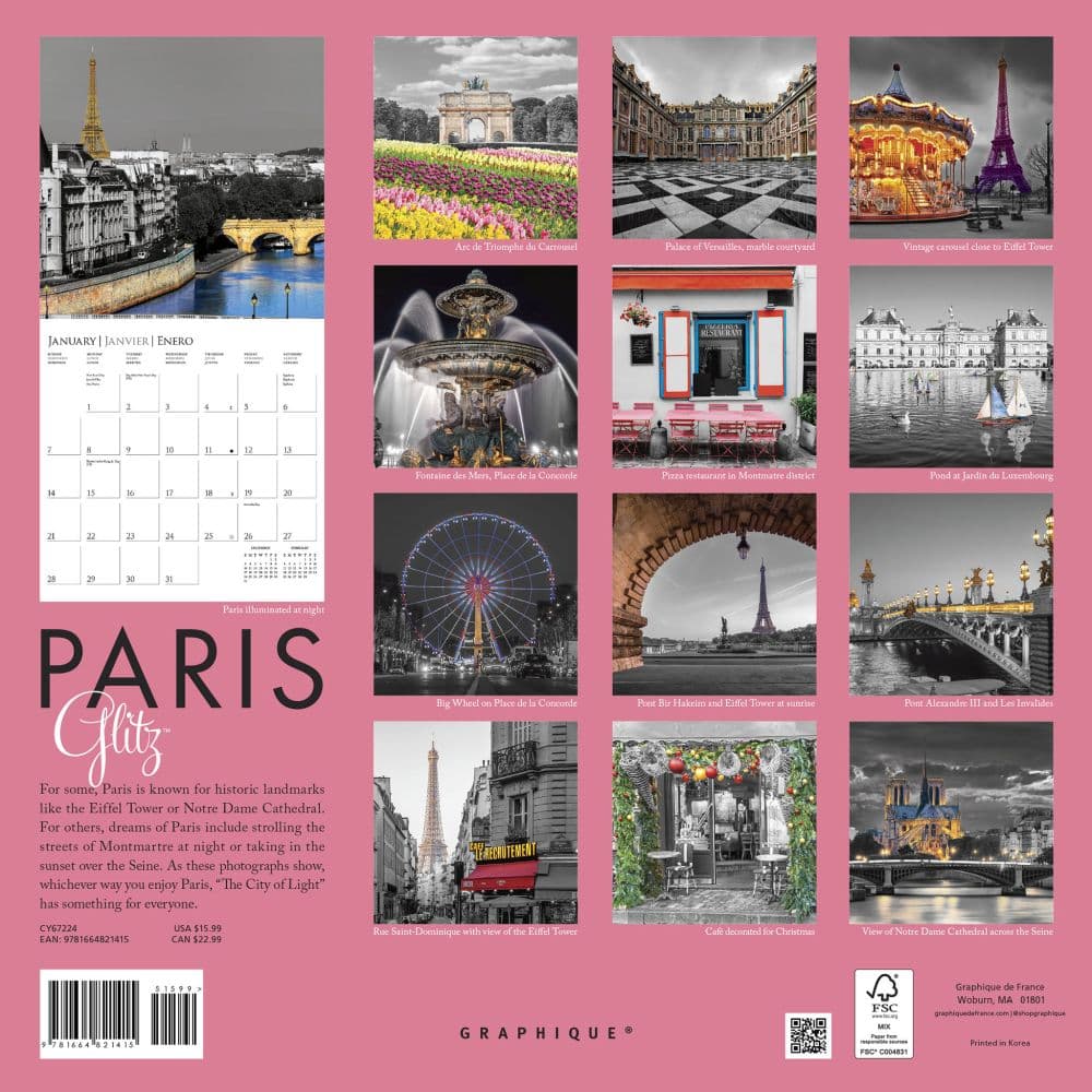 Paris Glitz 2024 Wall Calendar