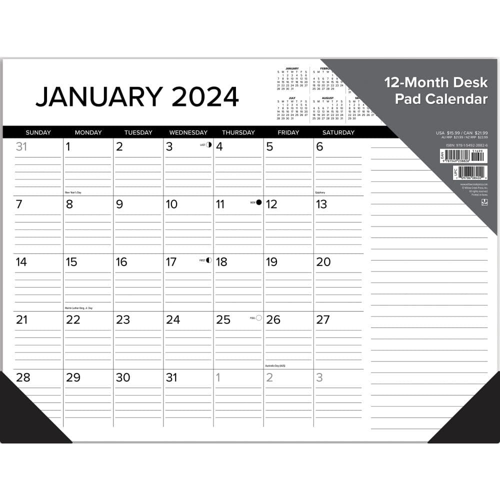 Black & White Office Desk Pad - Calendars.com