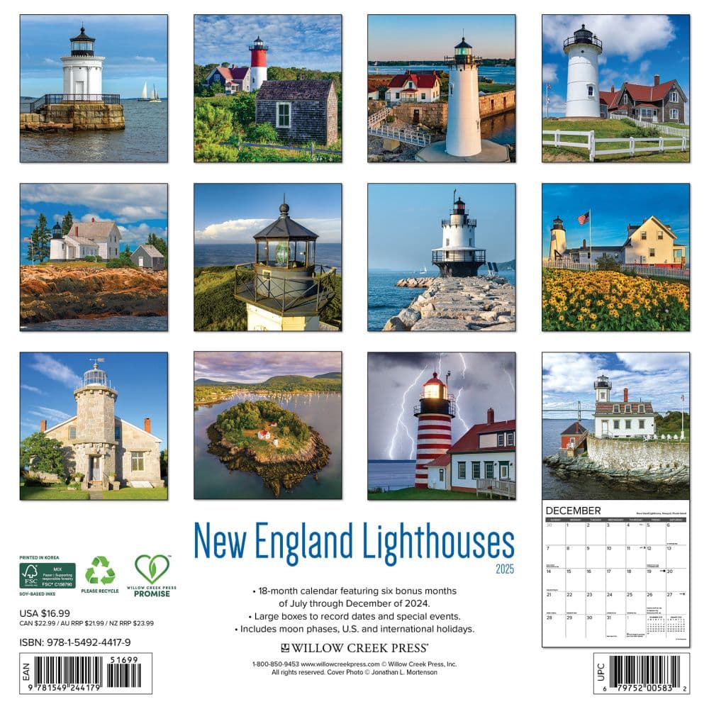 New England Lighthouses 2025 Wall Calendar First Alternate Image width="1000" height="1000"