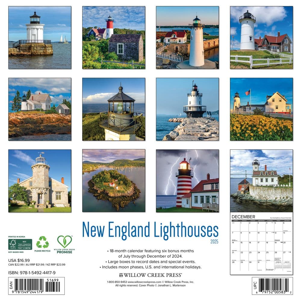 New England Lighthouses 2025 Wall Calendar First Alternate Image width="1000" height="1000"