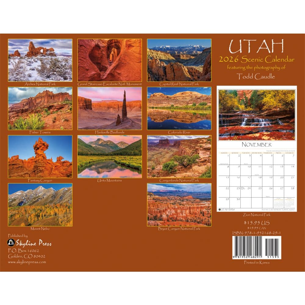 Utah 2026 Wall Calendar First Alternate Image