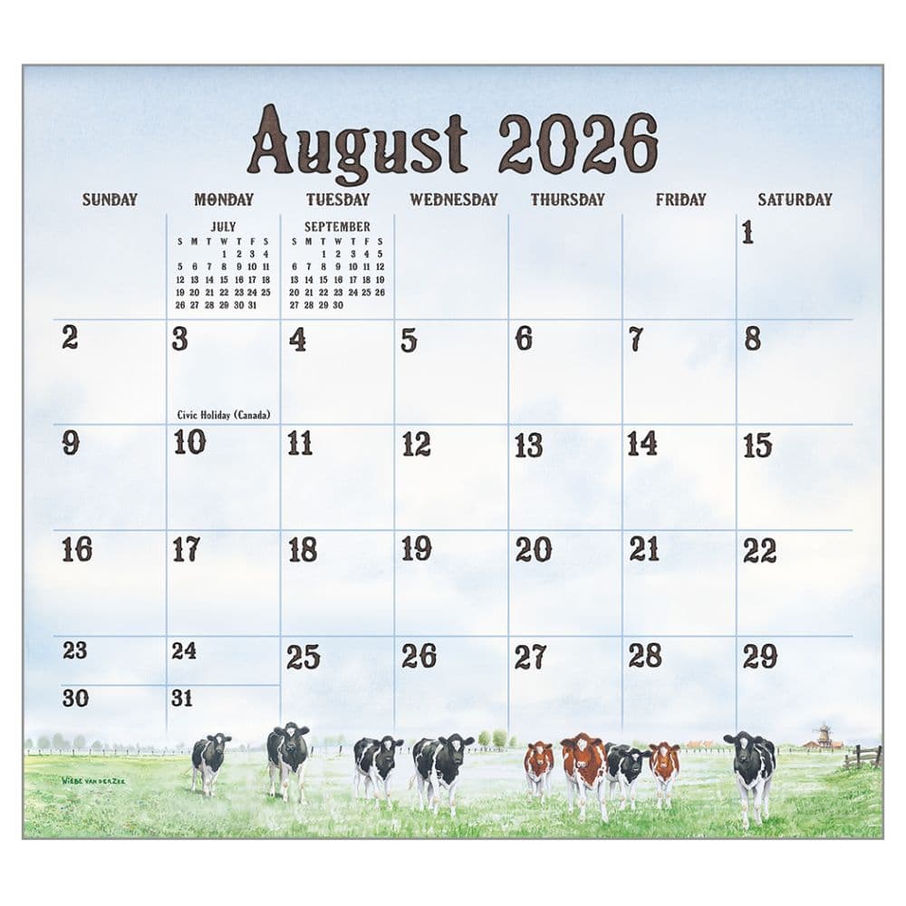 Cows in the Meadow by Wiebe Van Der Zee 2026 Wall Calendar Third Alternate Image