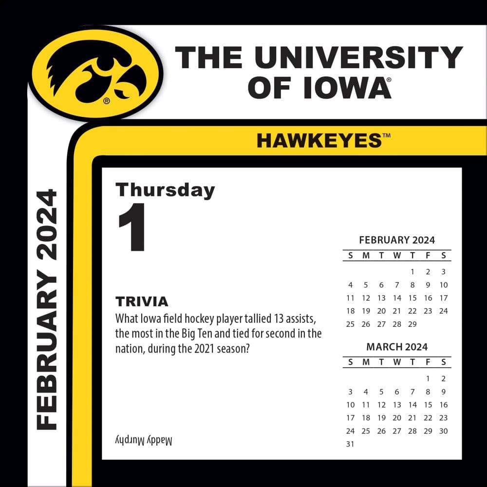 Iowa Hawkeyes 2024 Desk Calendar