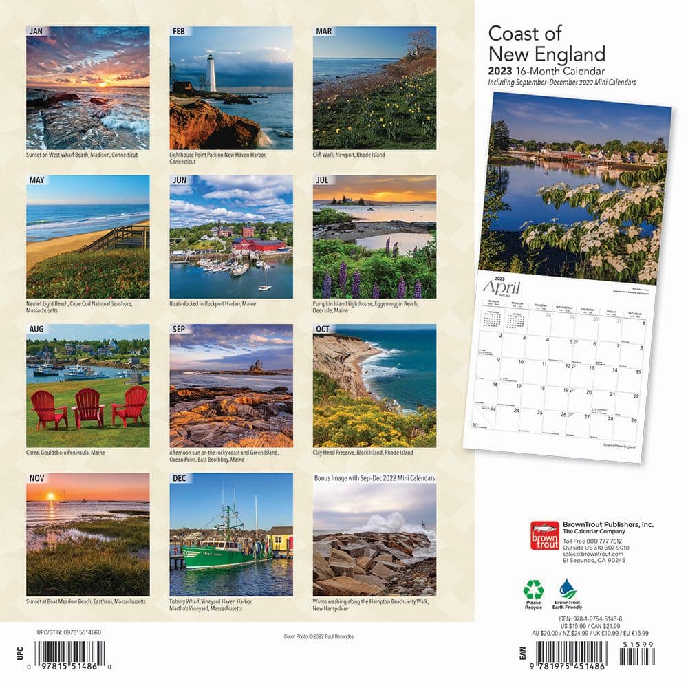 Coast of New England 2023 Wall Calendar - Calendars.com