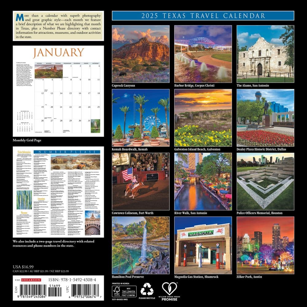 Texas Travel and Events 2025 Wall Calendar First Alternate Image width="1000" height="1000"