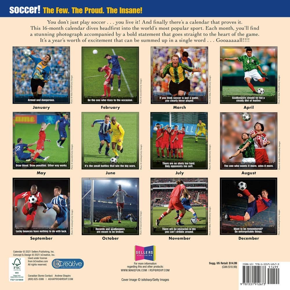 Soccer Schedule 2022 Soccer 2022 Wall Calendar - Calendars.com