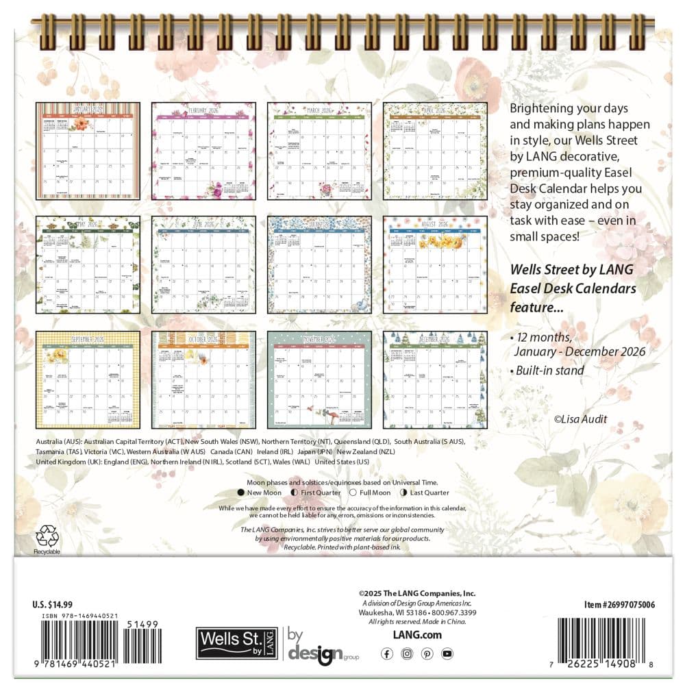 Watercolor Wonder 2026 Easel Desk Calendar by Lisa Audit First Alternate Image