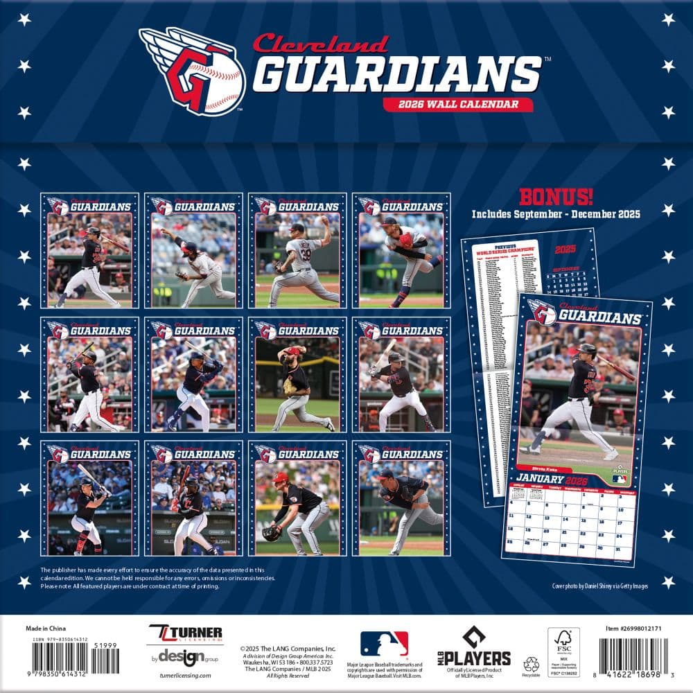 MLB Cleveland Guardians 2026 Wall Calendar First Alternate Image